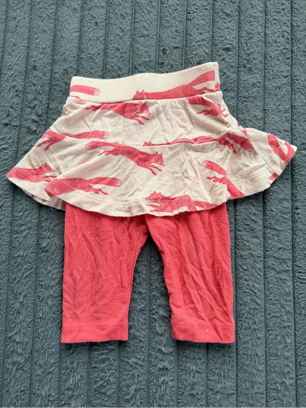 Kate Quinn Cream and Coral Pink Fox Skirted Leggings for Kids Skirt Pants